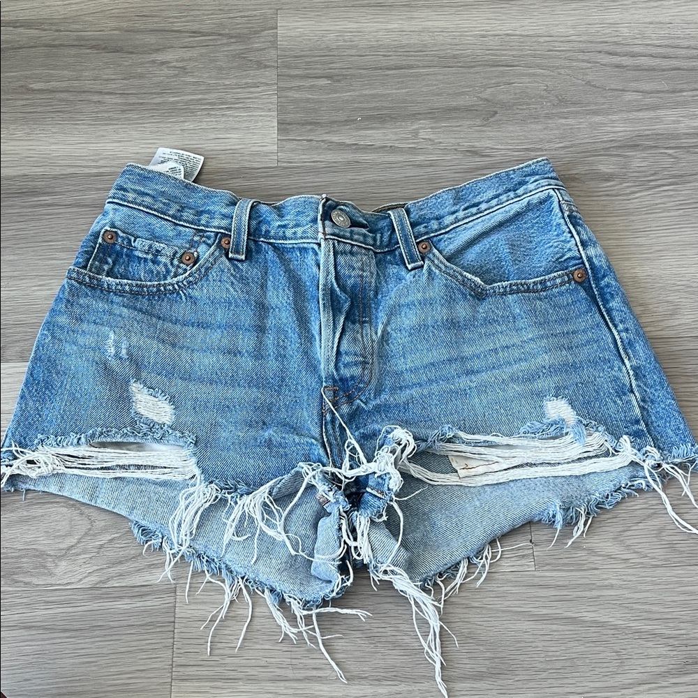 Frayed Hem Blue Jean Shorts